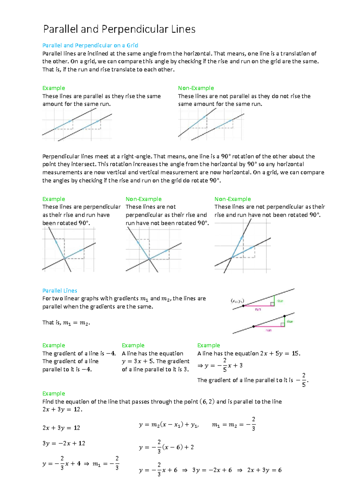 Parallel and Perpendicular Lines: Understanding Their Properties - Studocu