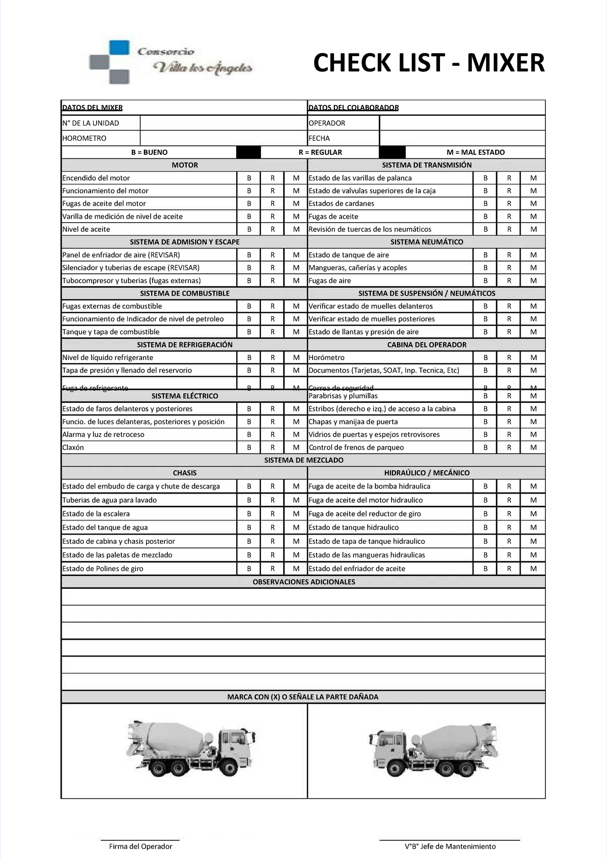 CHECK LIST DE MANTENIMIENTO DEL MEZCLADOR - PDF FORMAT - Studocu