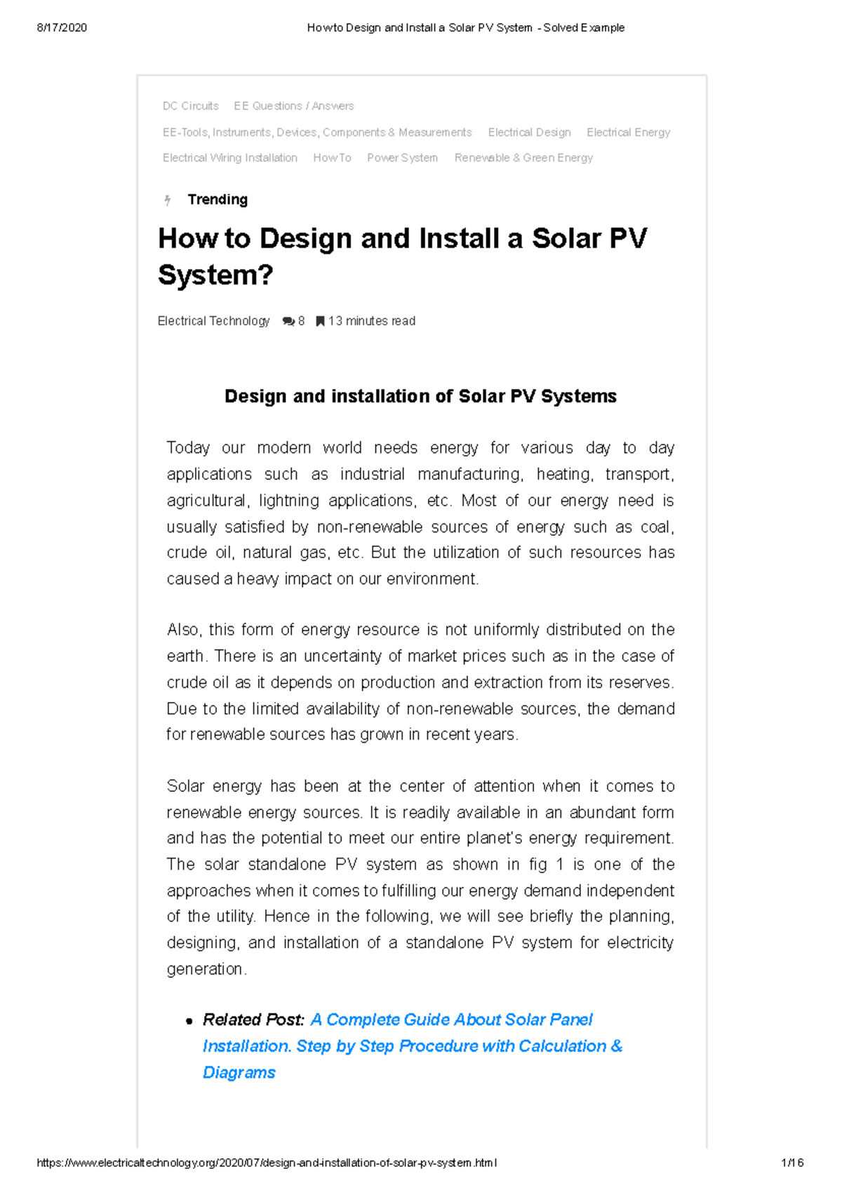 How to Design and Install a Solar PV System: A Comprehensive Guide (EE ...