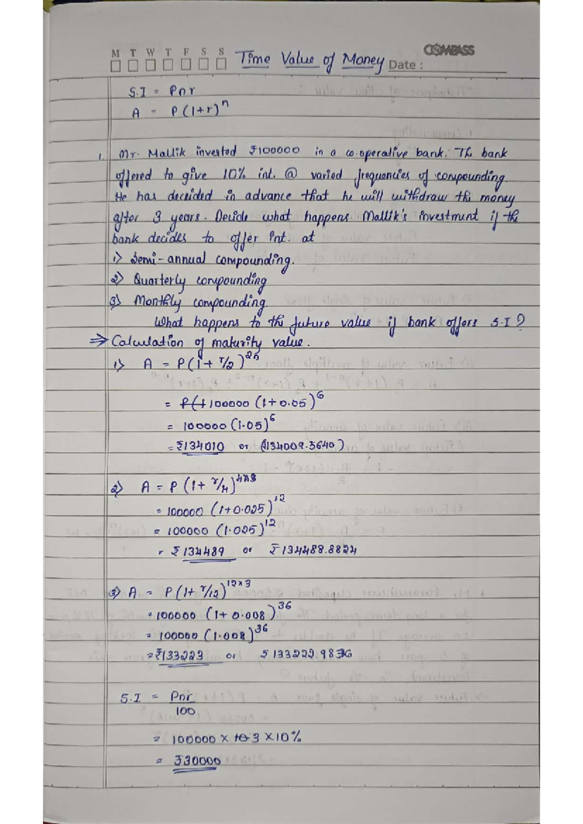 FM Notes: Time Value of Money Concepts and Calculations - Studocu