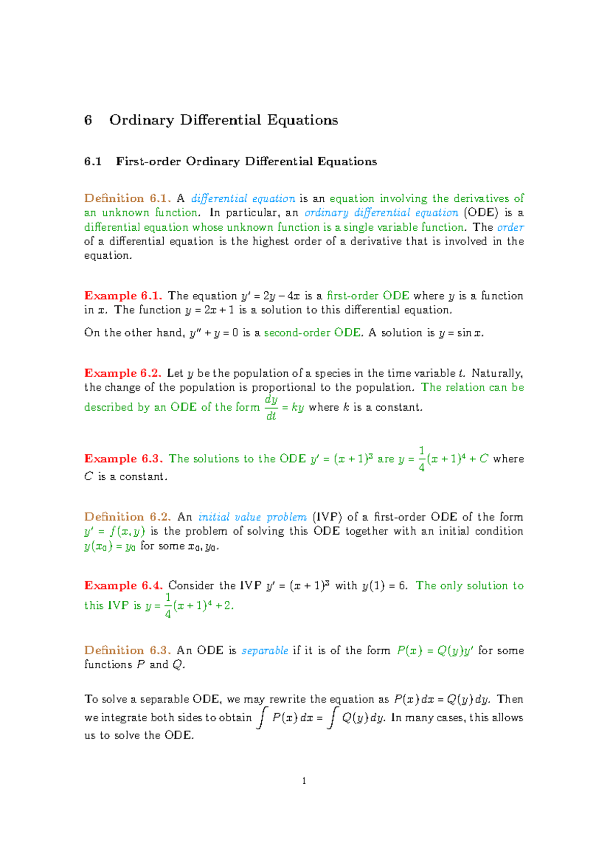 Section 6 - Ordinary Differential Equations (ODE) Overview - Studocu