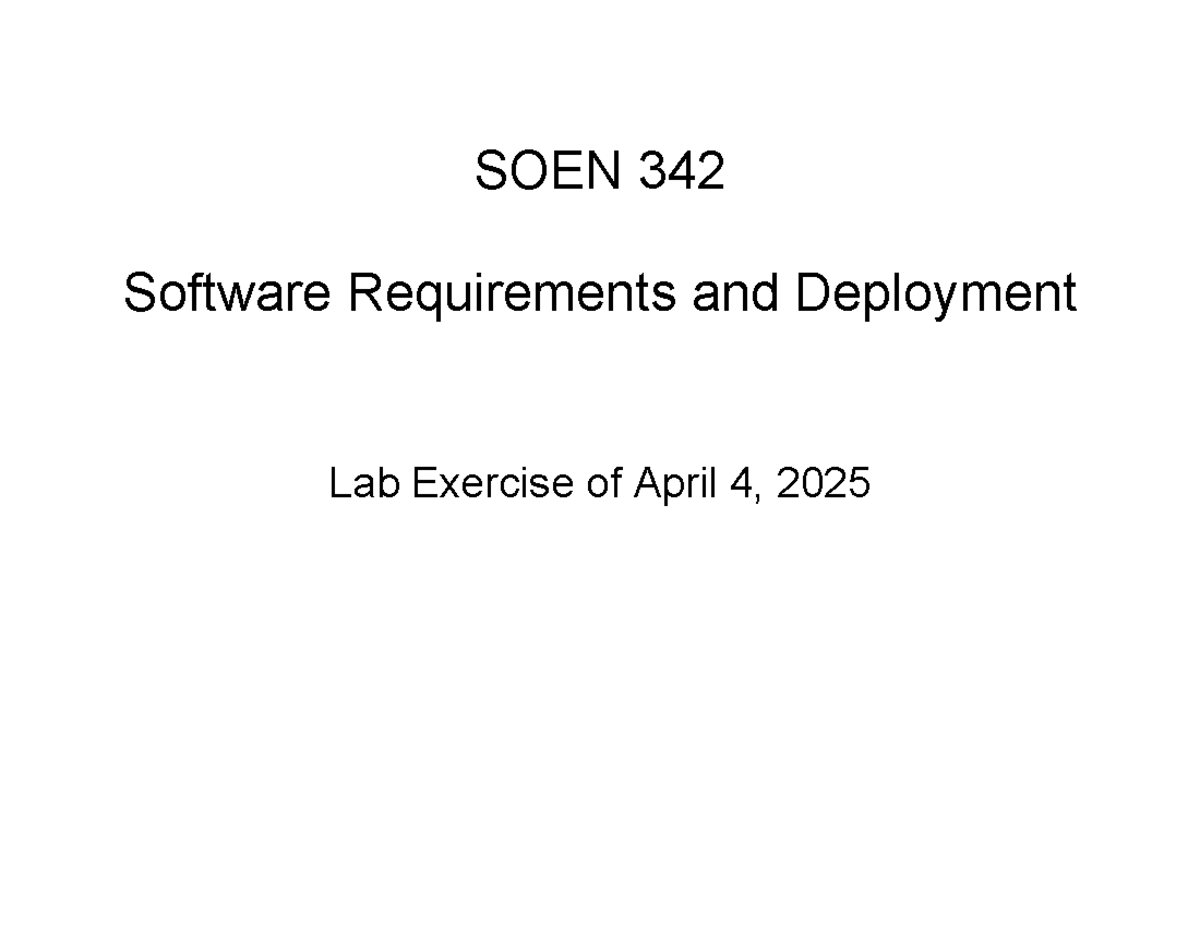 SOEN342 Lab practice - SOEN 342 - SOEN 342 Software Requirements and ...