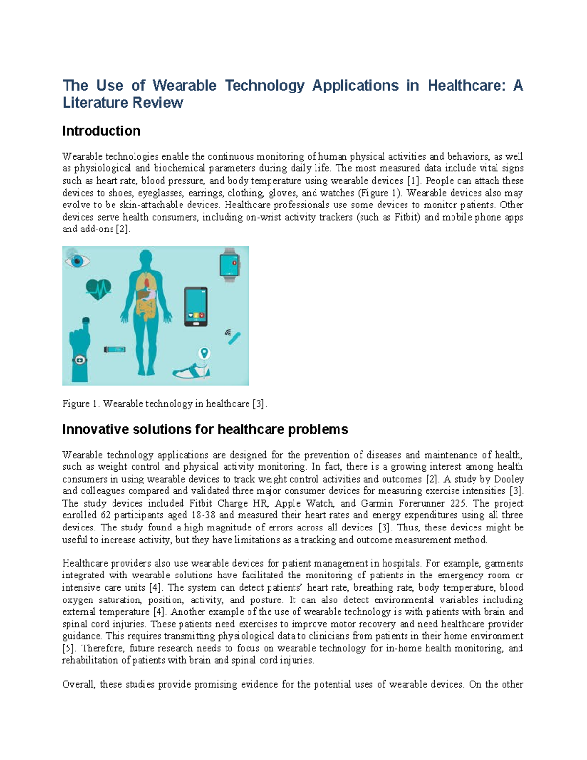 Encs282lo - notes - 1 The Use of Wearable Technology Applications in ...