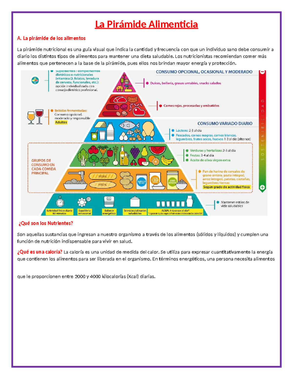 La Pirámide Alimenticia: Guía Nutricional y Menú Semanal - Document Preview