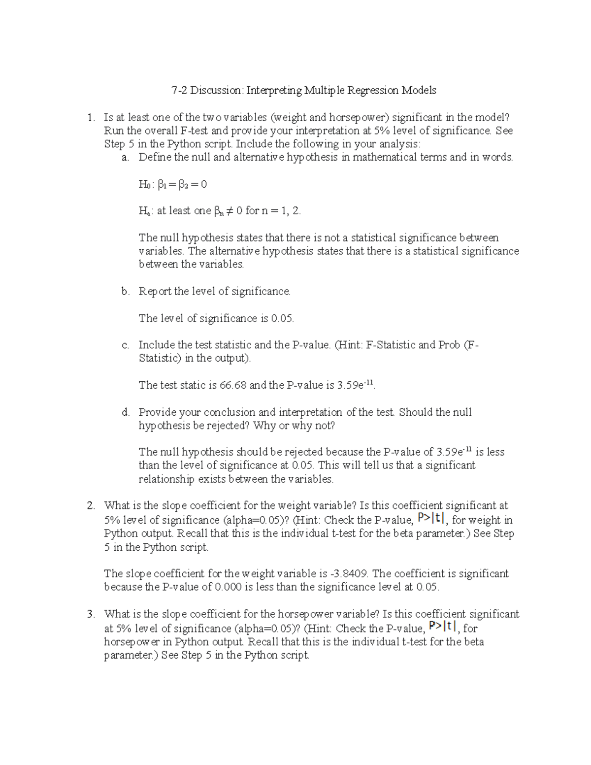 7-2 Discussion Interpreting Multiple Regression Models - See Step 5 in ...