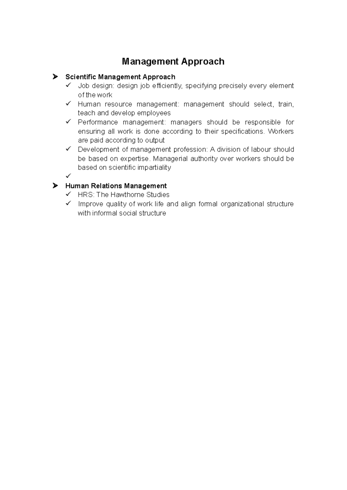 Final Exam Notes: Management Approaches & Theories (MGT 101) - Studocu