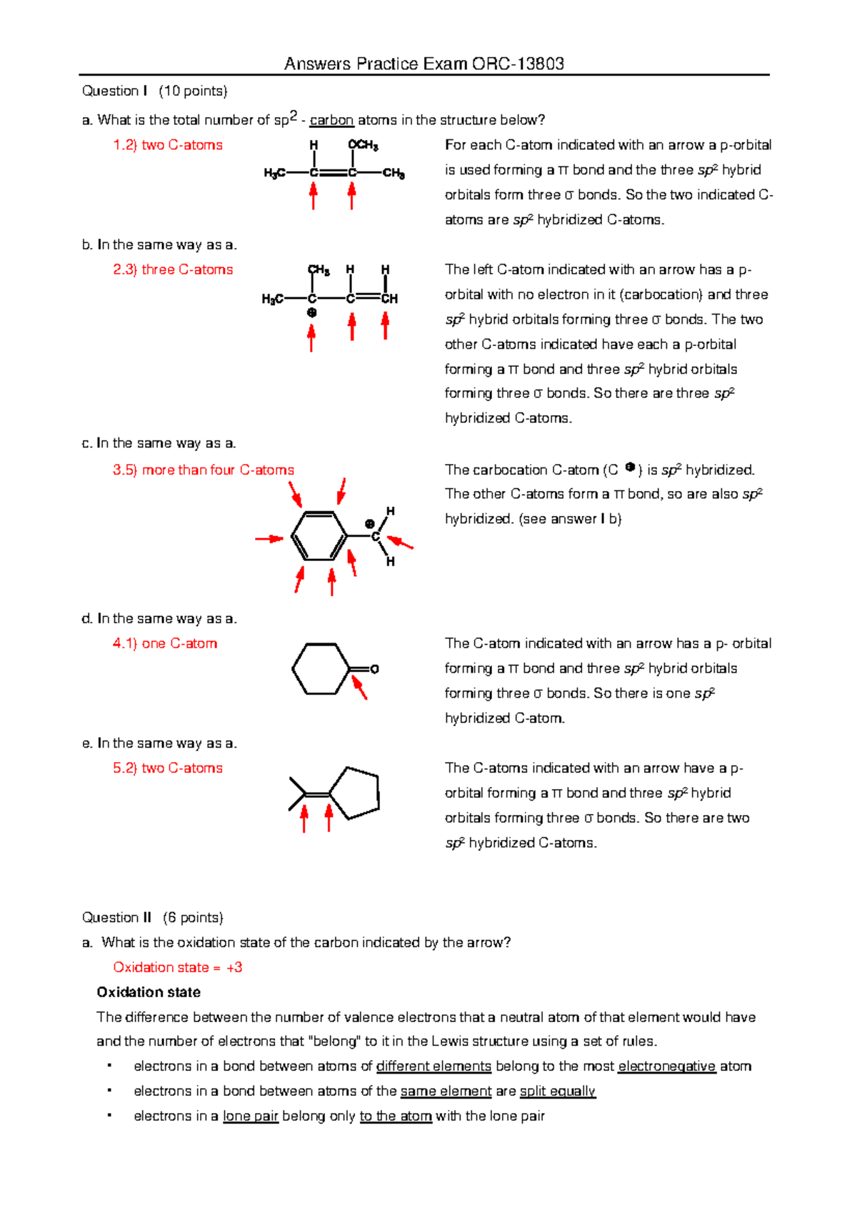Practice Exam Answers for ORC-13803: Key Concepts in Organic Chemistry ...