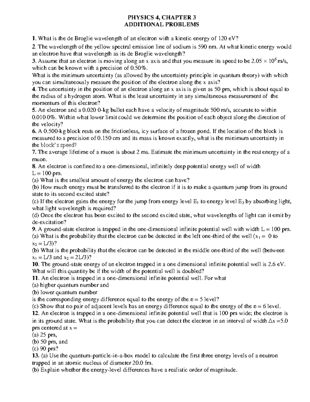 PHYSICS 4, CHAPTER 3 EXTRA PROBLEMS & SOLUTIONS - Studocu