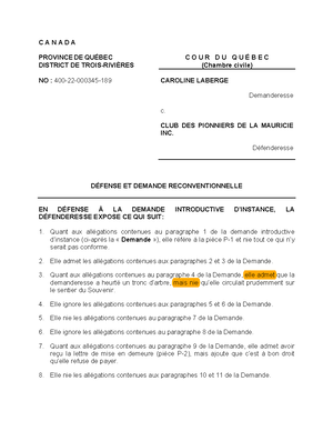 modèle de demande introductive d'instance - CANADA COUR SUPÉRIEURE ...