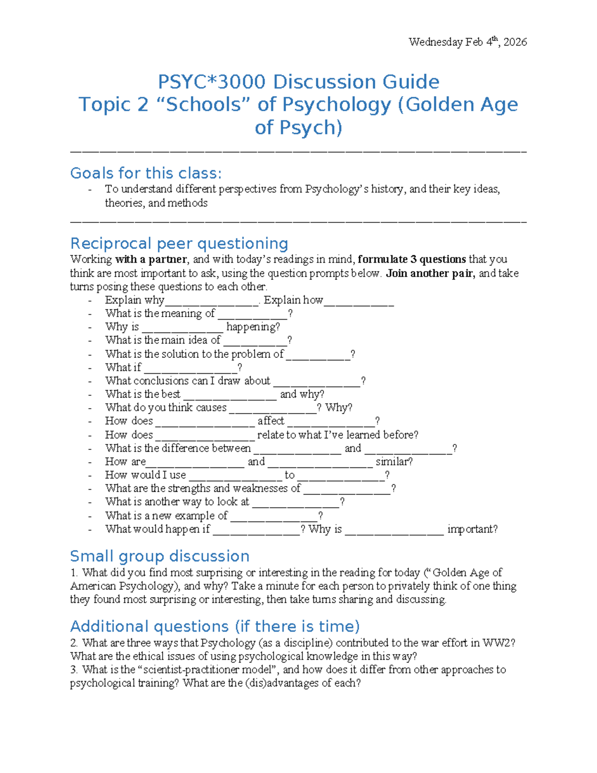 Psychology Discussion Guide: Topic 2 - Golden Age Insights (02-04-26 ...