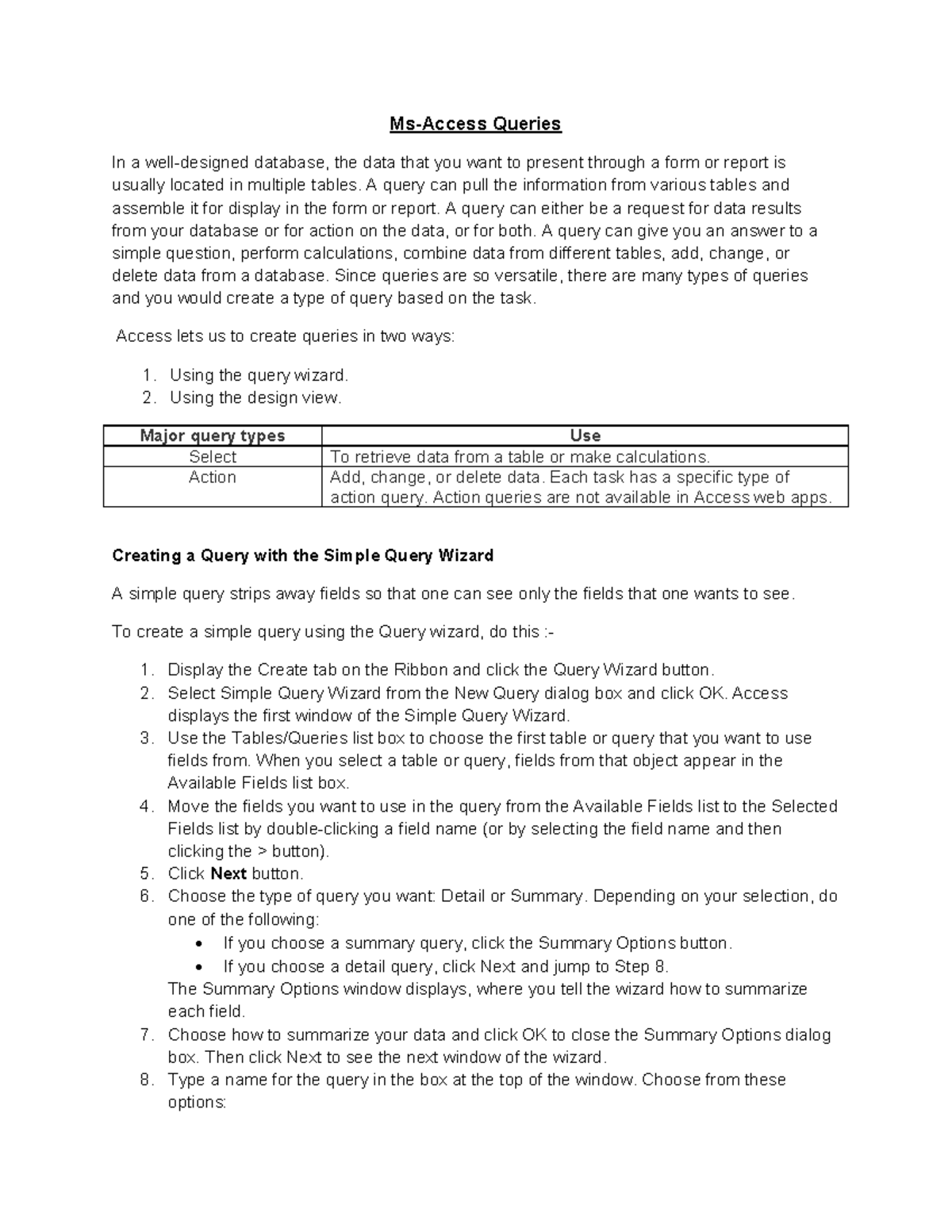 Query Notes for Database Management (DBMS 101) - Studocu