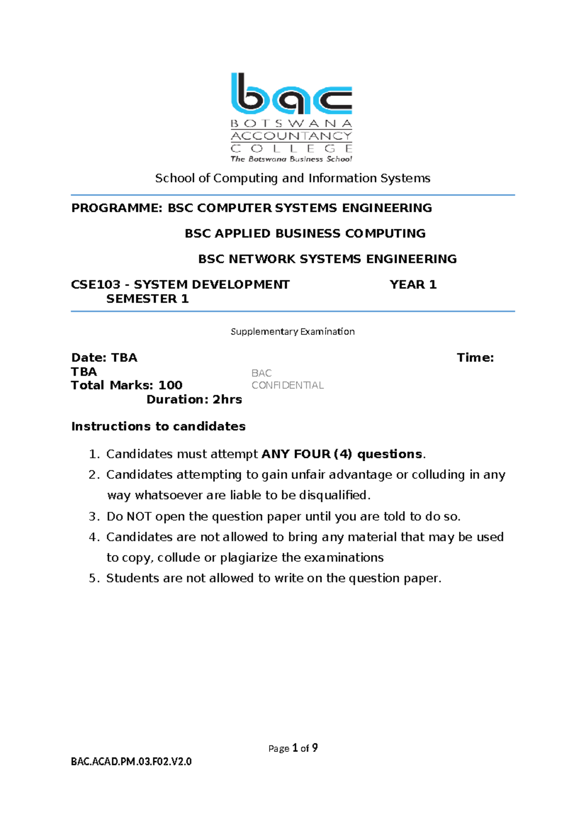 CSE103 Supplementary Exam Question Paper - Oct 2024 - Studocu