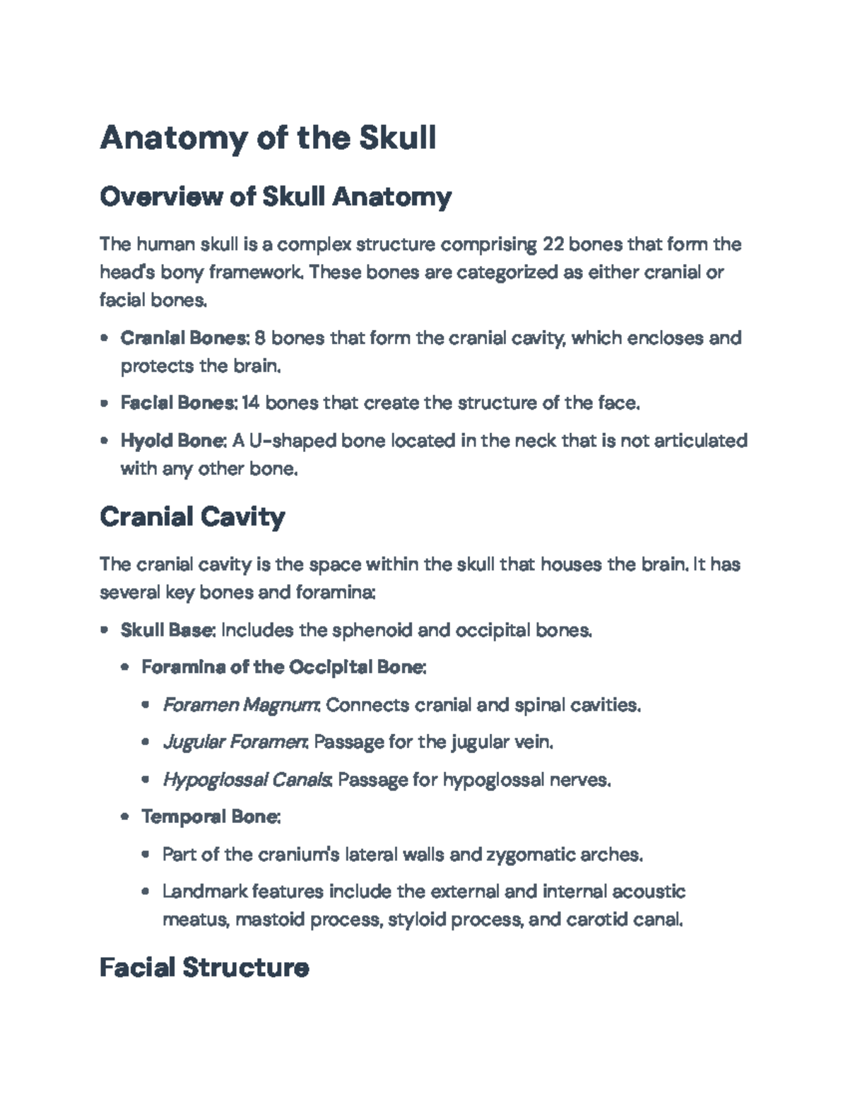 Anatomy of the Skull: A Comprehensive Overview for Students (BIO101 ...