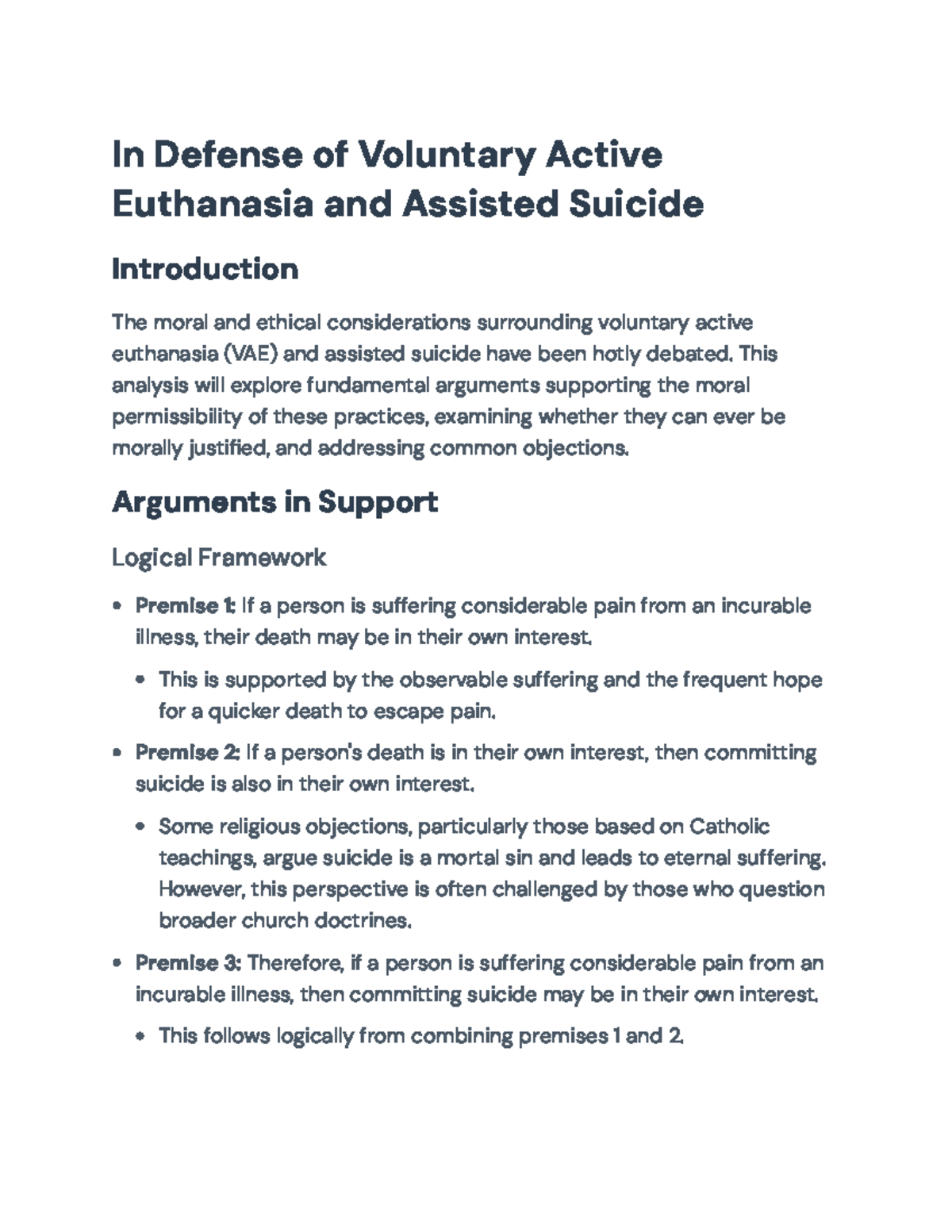 Voluntary Active Euthanasia & Assisted Suicide: Ethical Analysis - In ...
