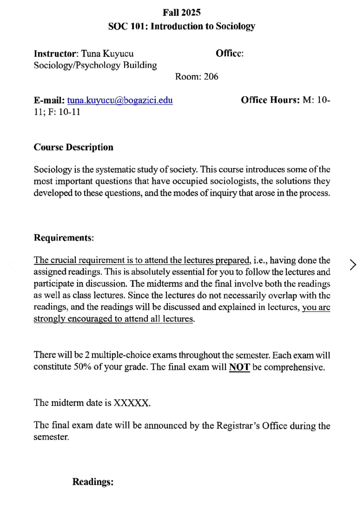 Fall 2025 SOC 101: Intro to Sociology Course Syllabus and Outline - Studocu