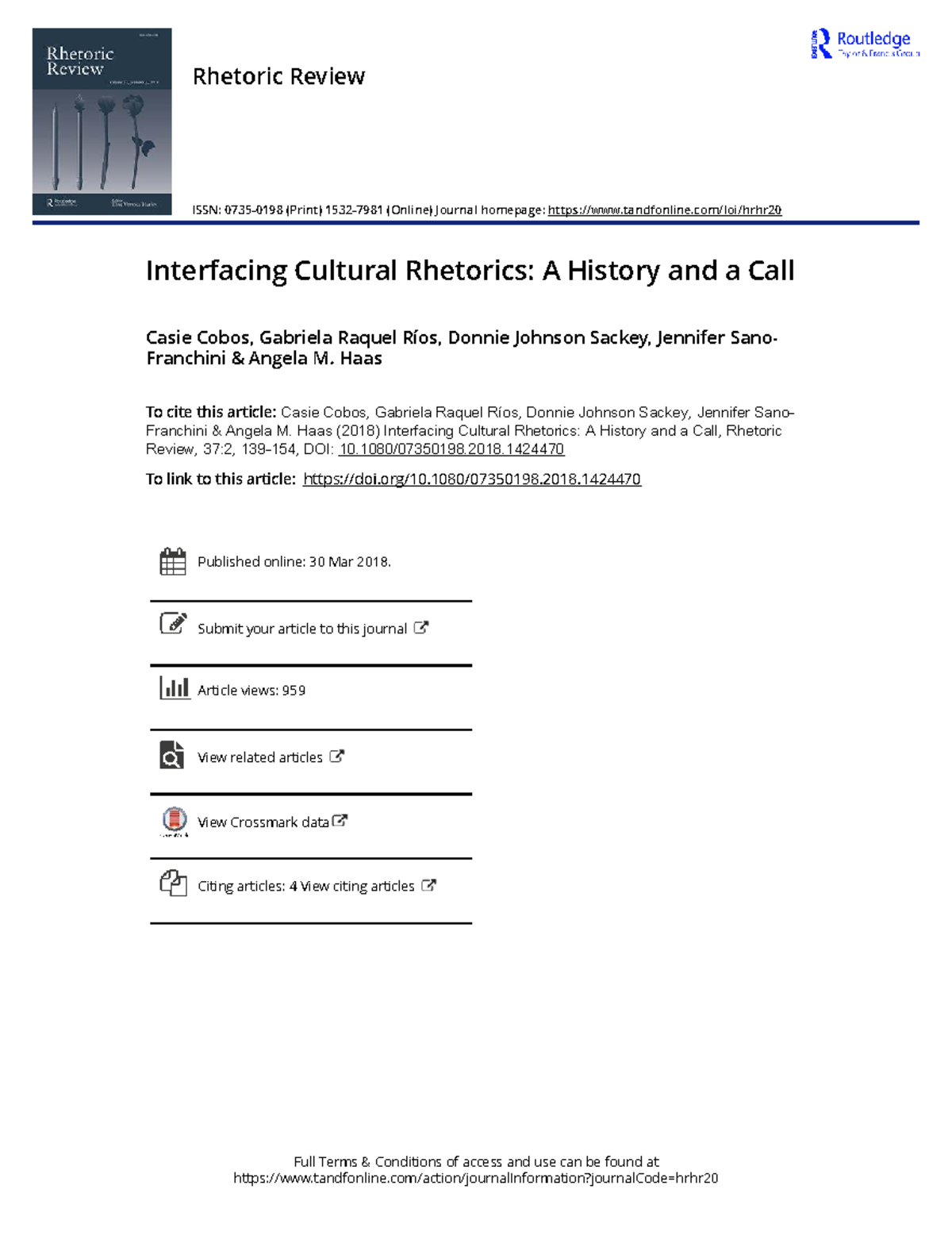 Interfacing Cultural Rhetorics: Historical Insights & Future Directions ...