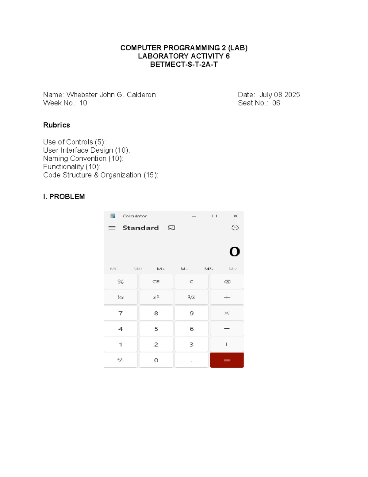 COMPUTER PROGRAMMING 2 (LAB) LAB ACTIVITY 6 - UI Design & Controls ...
