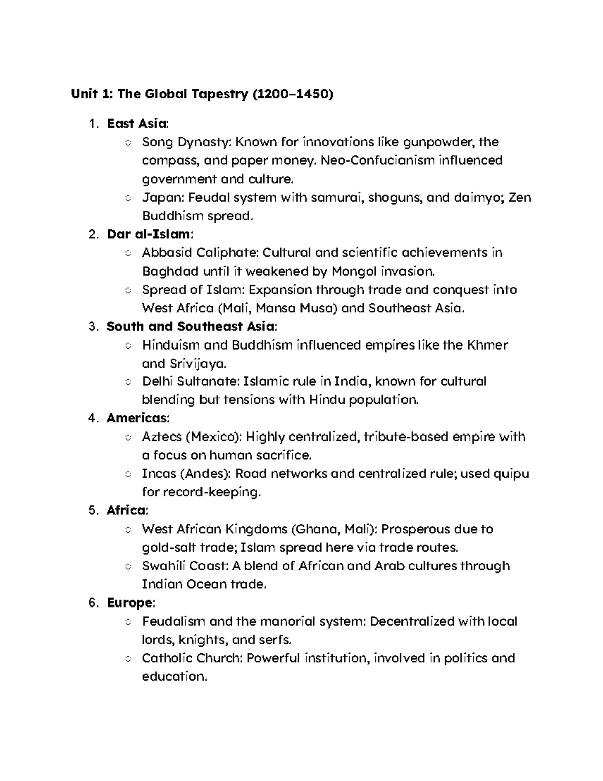 WHAP Midterm Key Points - Focus on Global Events (1200-1799) - Studocu