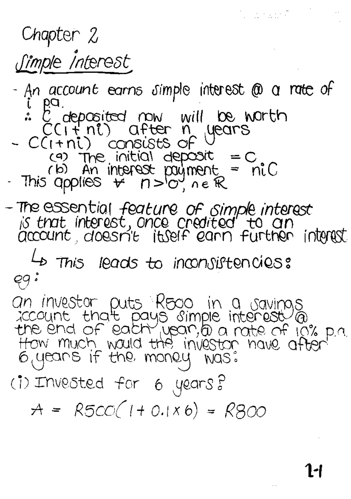 Ch2 - Summary of Simple Interest and Compound Interest Concepts - Studocu