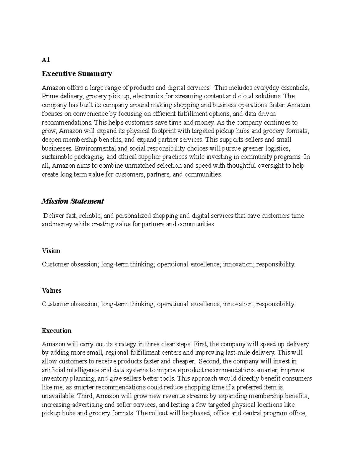 C209 Task 2: Strategic Analysis and Recommendations for Amazon - Studocu