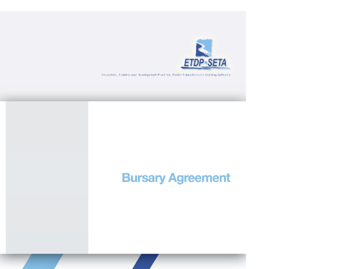 Bursary Agreement Form for USAF ETDP SETA - Instructions & Requirements ...