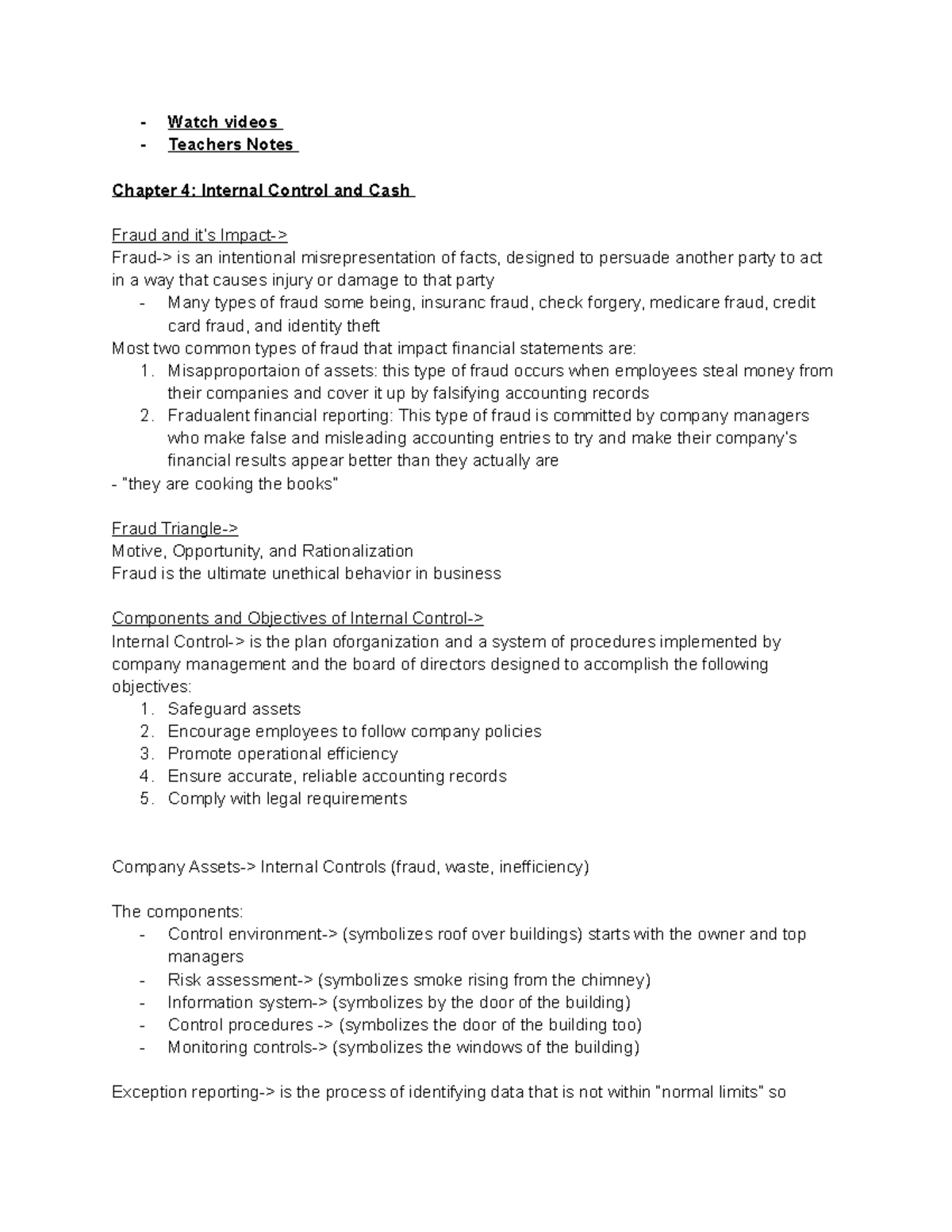Chapter 4 Notes - **- Watch videos Teachers Notes** Chapter 4: Internal ...