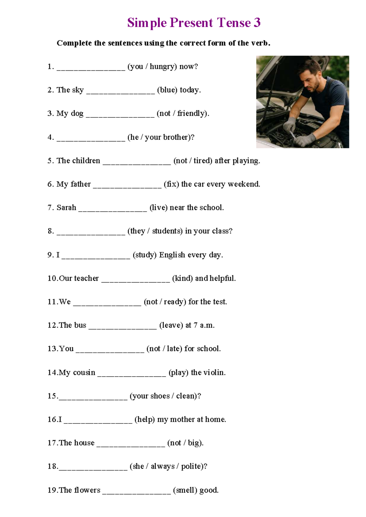 3. Present Simple (Verb vs Non-verb) - Simple Present Tense 3 Complete ...