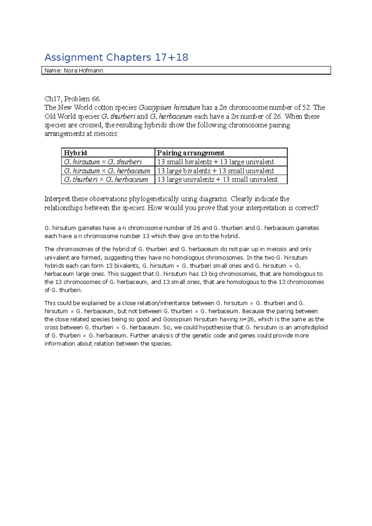 Assignment on Chapters 17 and 18: Genetic Studies and Analysis ...