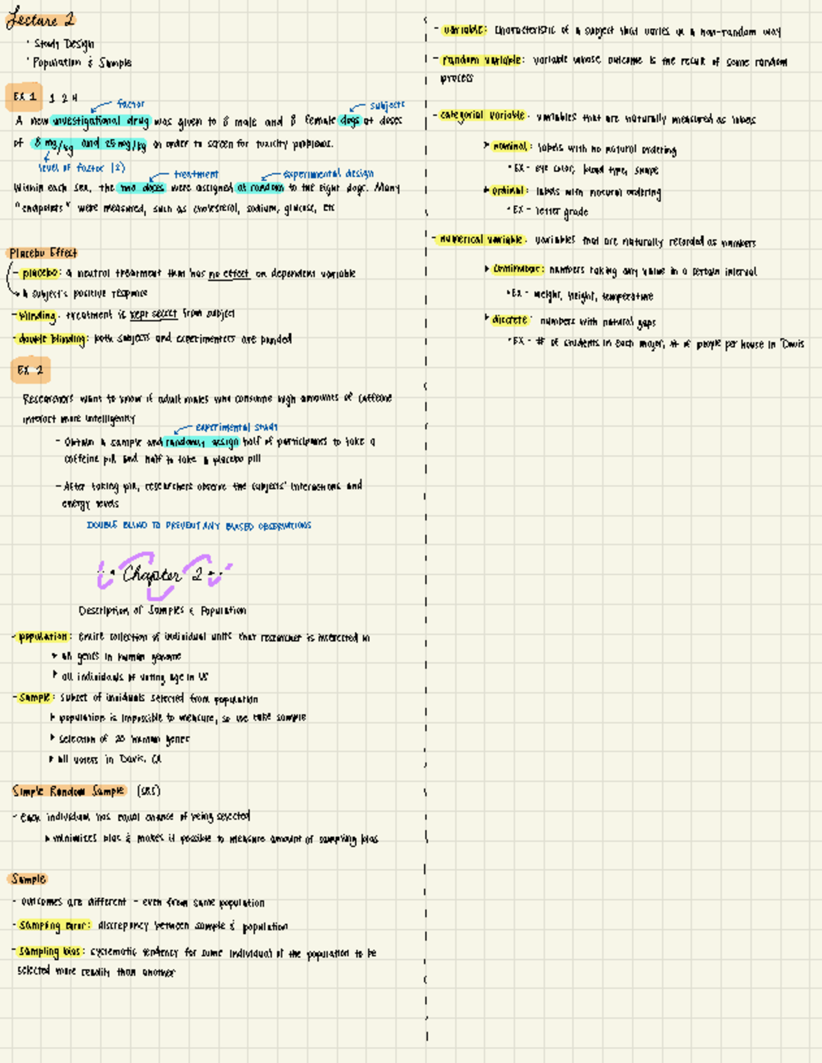 Lecture Notes Pt 1 - ####### Lecture 2 1 , - variable : characteristic ...