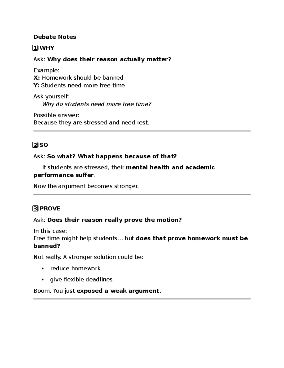 Debate Notes: Strategies for Effective Argumentation and POIs - Studocu
