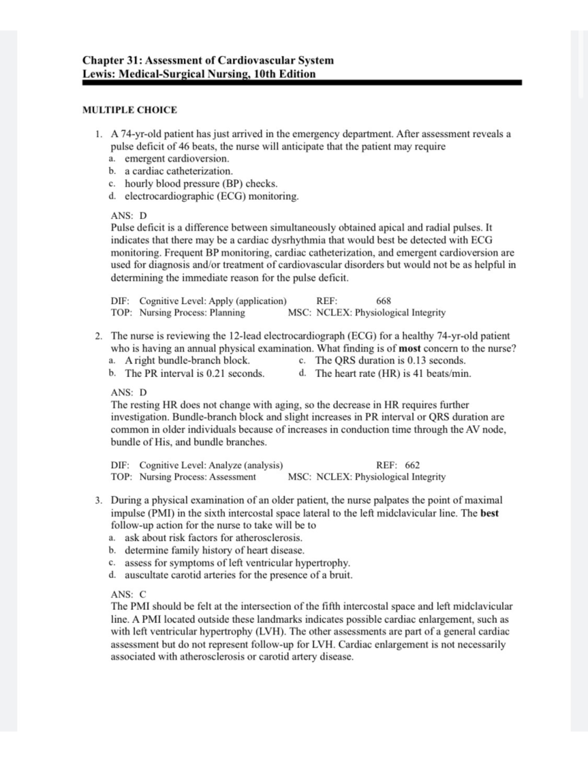 IMG 1500 - Med Surg Cardiovascular System Practice Questions - Studocu