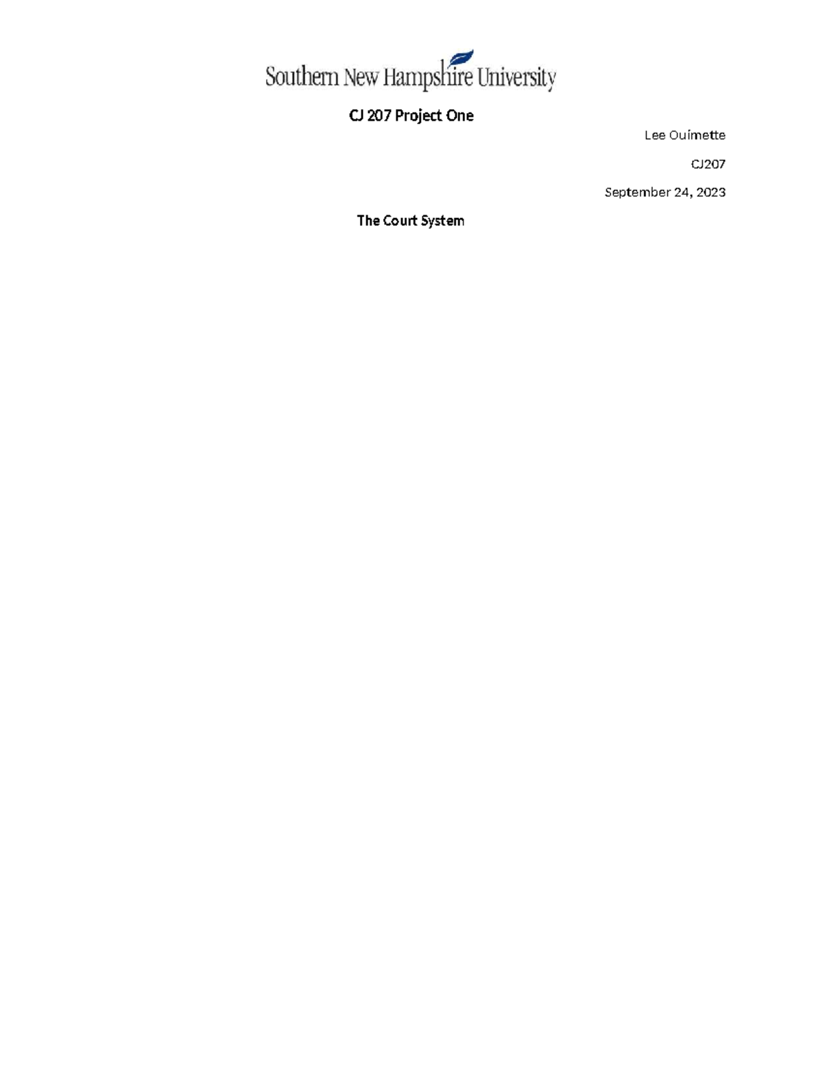 CJ 207 Project One: Understanding the Federal Court System - Studocu