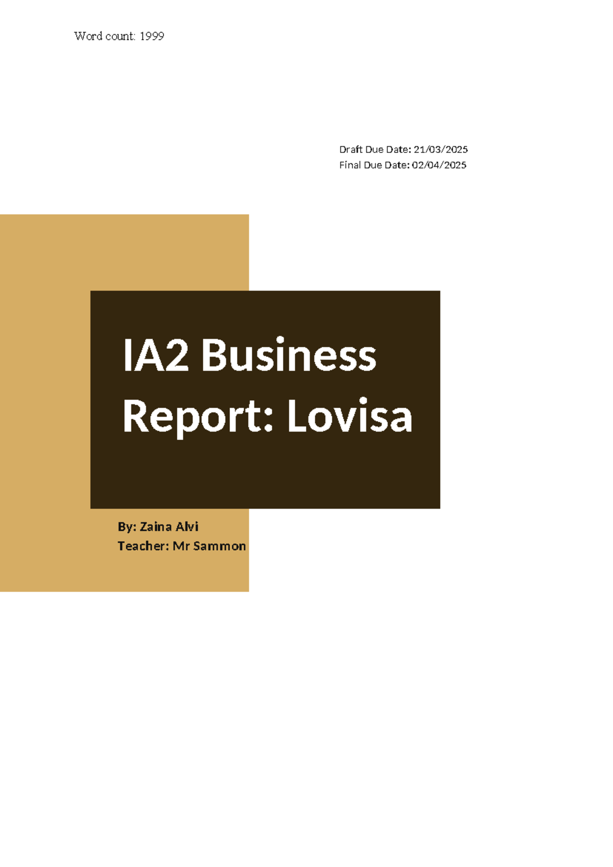 IA2 Business Report: Lovisa Analysis and Recommendations by Zaina Alvi ...