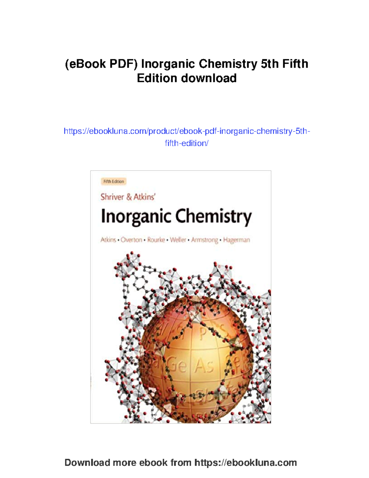 Inorganic Chemistry 5th Edition: Comprehensive Study Guide and ...