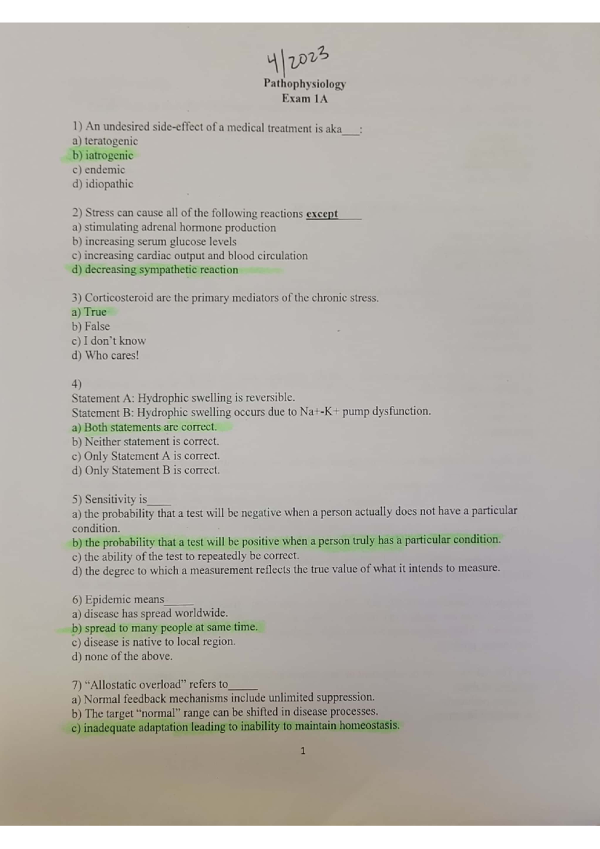 Exam 1 practice - PATH 370 - Studocu