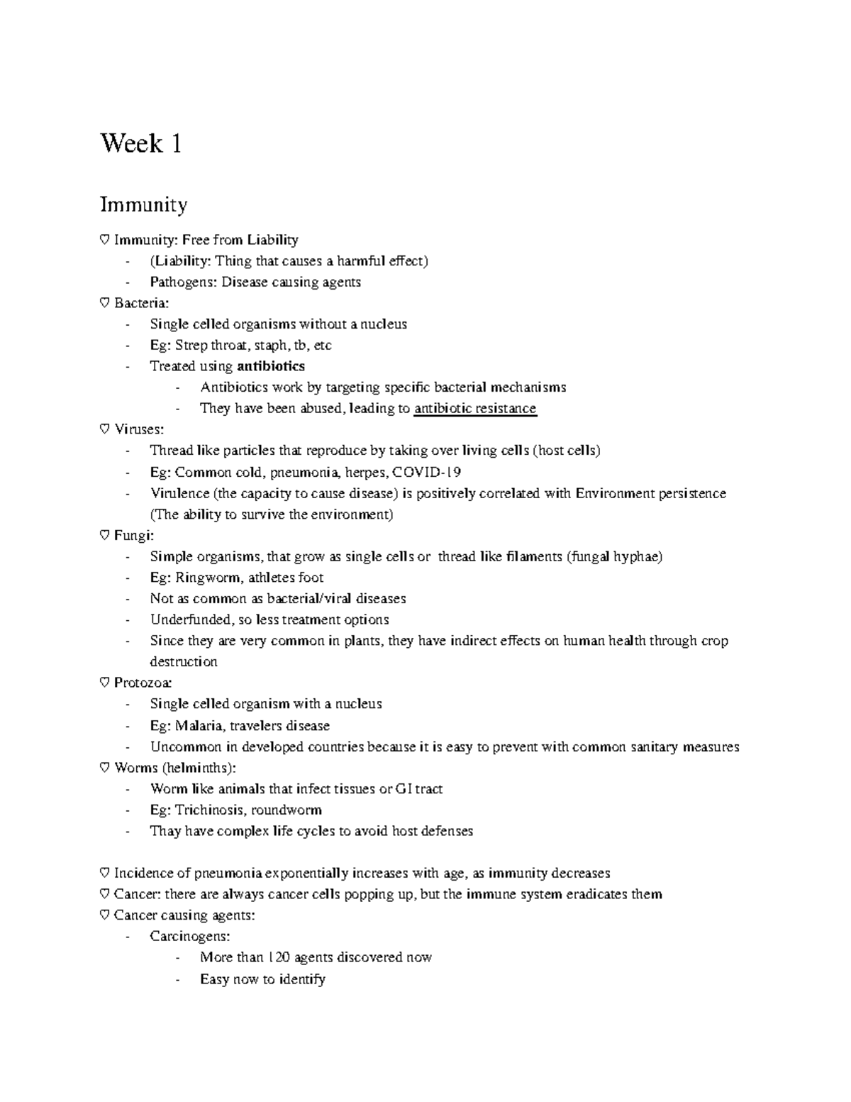 BIOC32 - Immunity and Immune System Overview - Week 1 Notes - Studocu