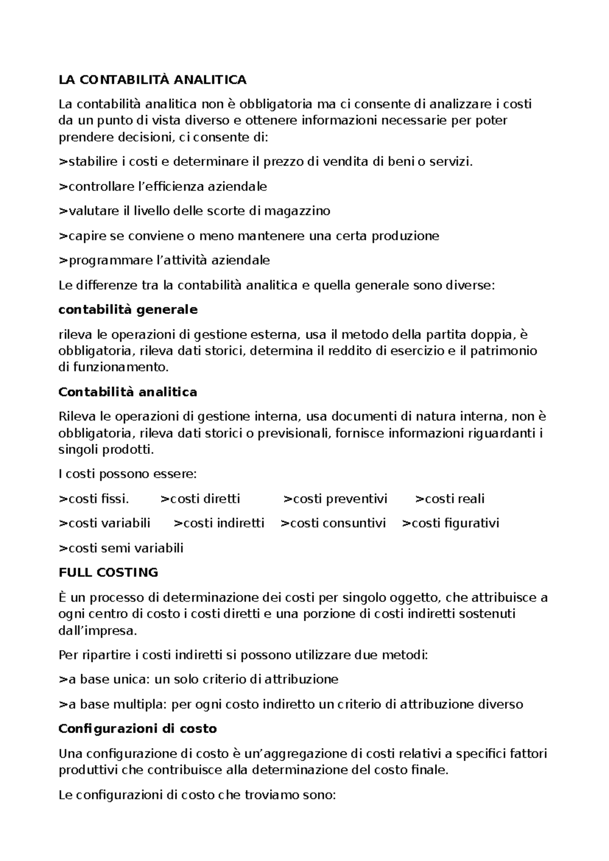 LA CONTABILITÀ ANALITICA: Analisi dei Costi e Decisioni Aziendali - Studocu
