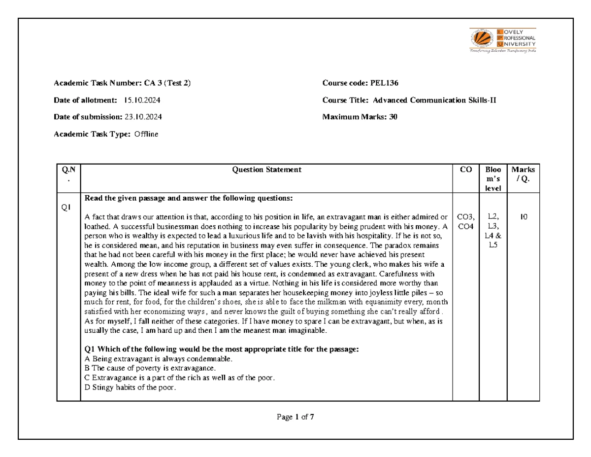 PEL 136 - Syllabus - PEL136: ADVANCED COMMUNICATION SKILLS-II L-1 T-0 P ...