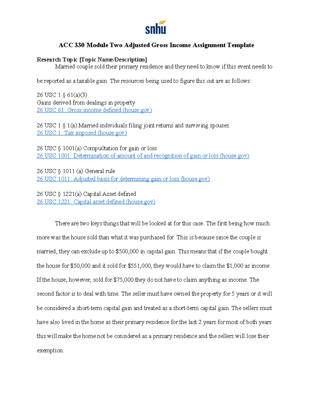 ACC 330 Module Two Adjusted Gross Income Assignment Template - The ...