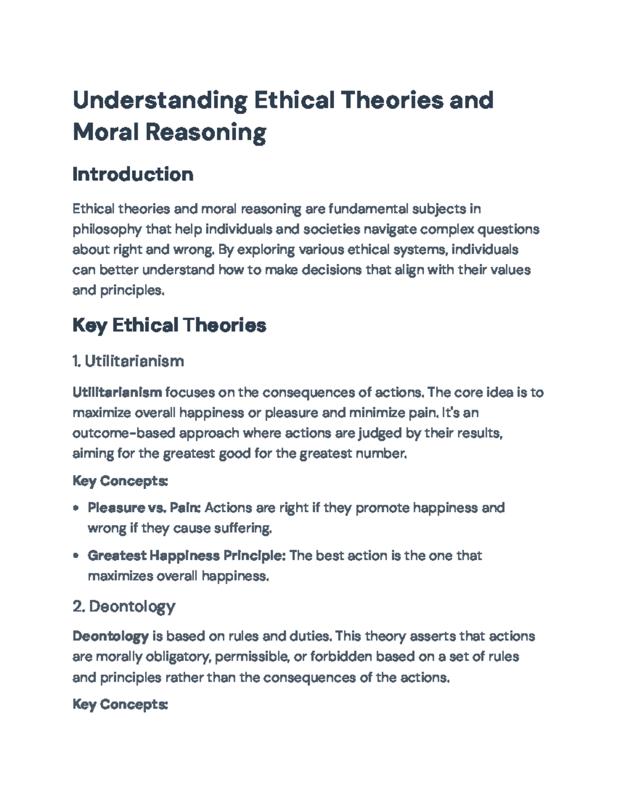 Ethical Theories & Moral Reasoning: A Comprehensive Overview (PHIL 101 ...