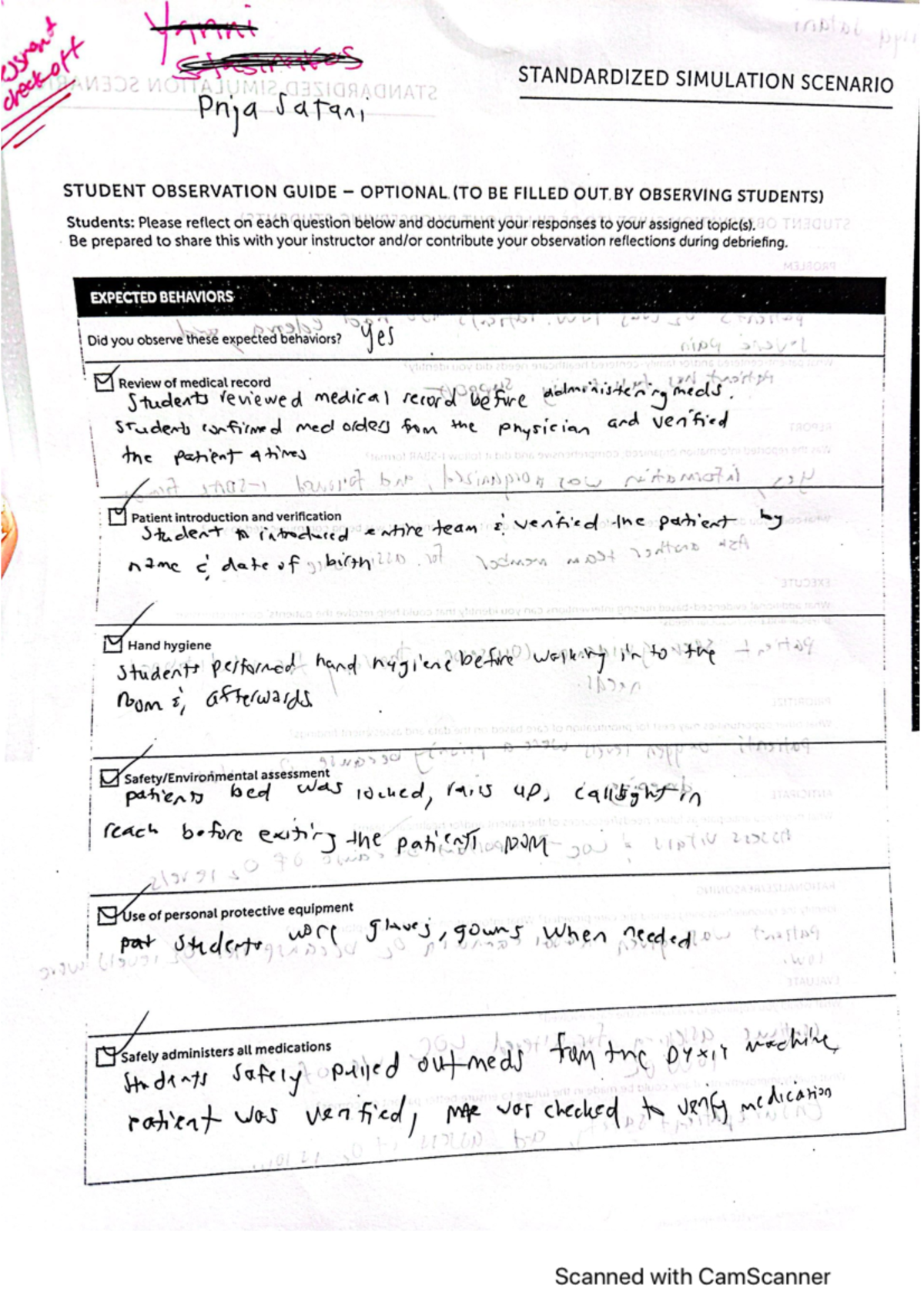Sim observation form - count Yanni distor Justines 0332 STANDARDIZED ...