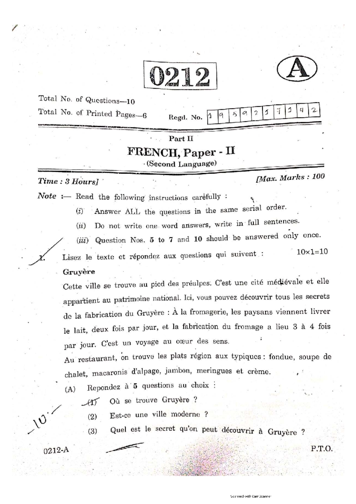 0212 FRENCH Paper II - Study Notes and Instructions - Studocu