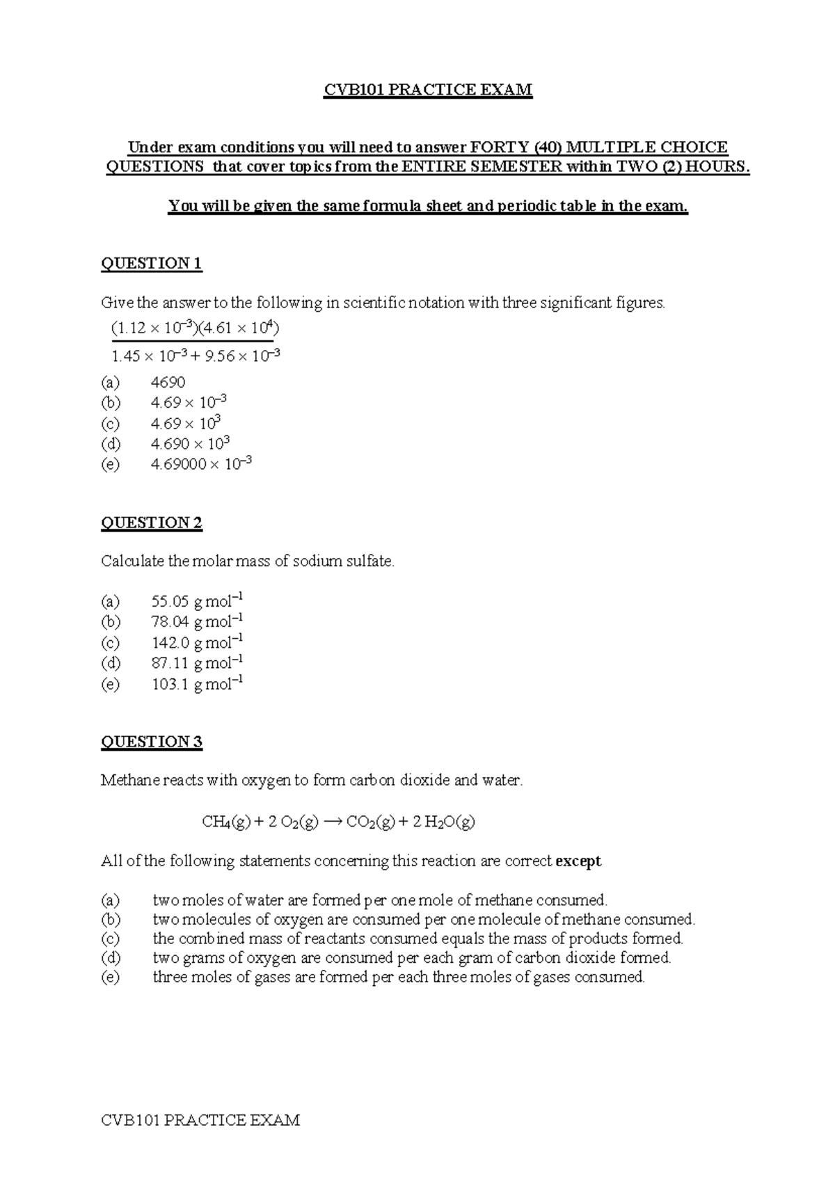 CVB101 Practice Exam SEM2 2024: Comprehensive Review Questions - Studocu