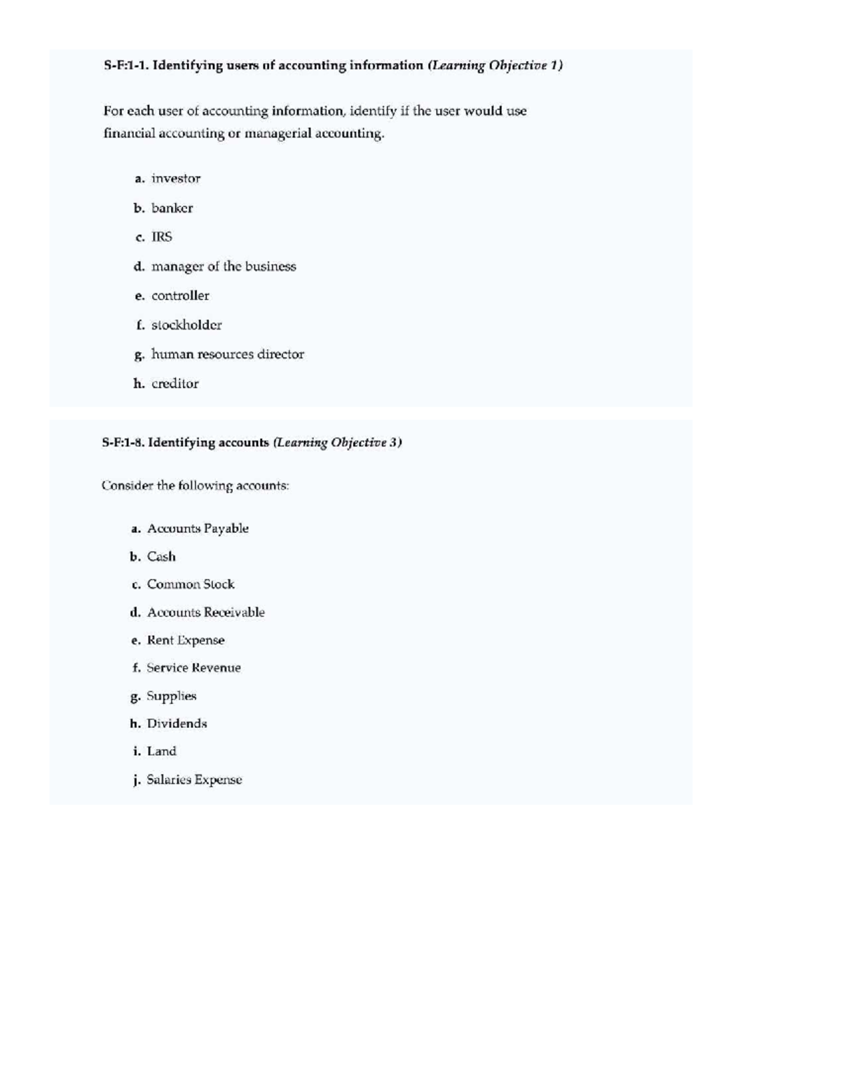 Chapter 1 - Accounting Information Users & Cash Flow Exercises - Studocu