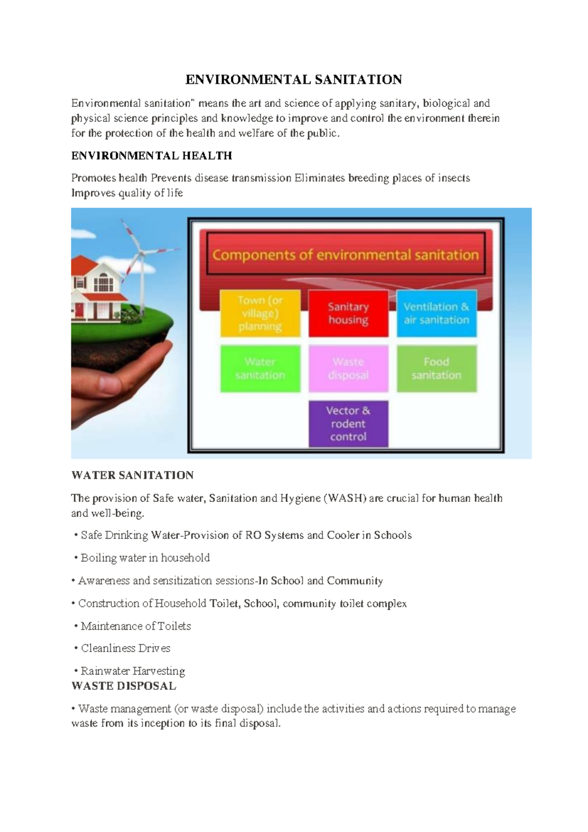 EHH101: Environmental Sanitation Essentials for Public Health and ...
