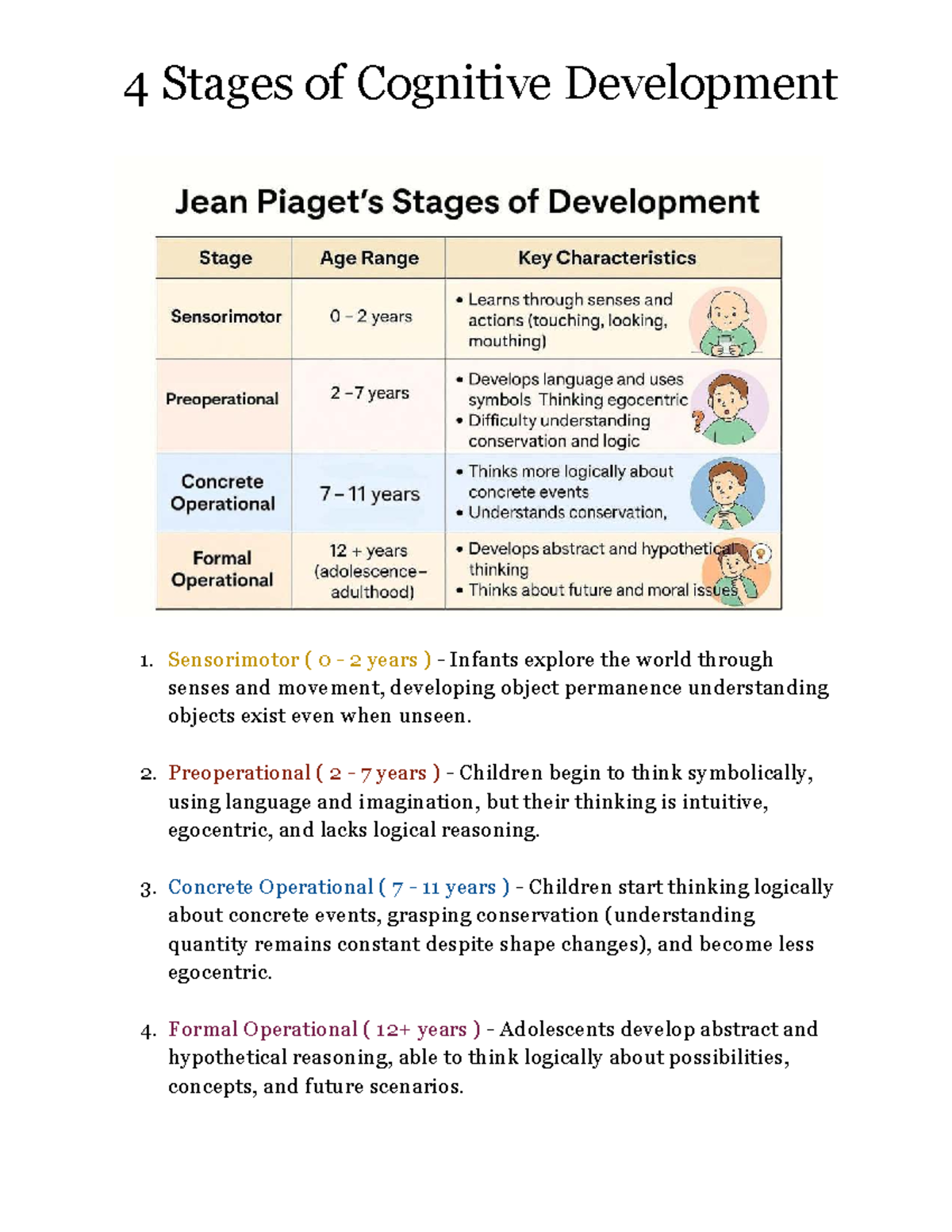 Cognitive Development Stages: From Infancy to Adolescence - Studocu