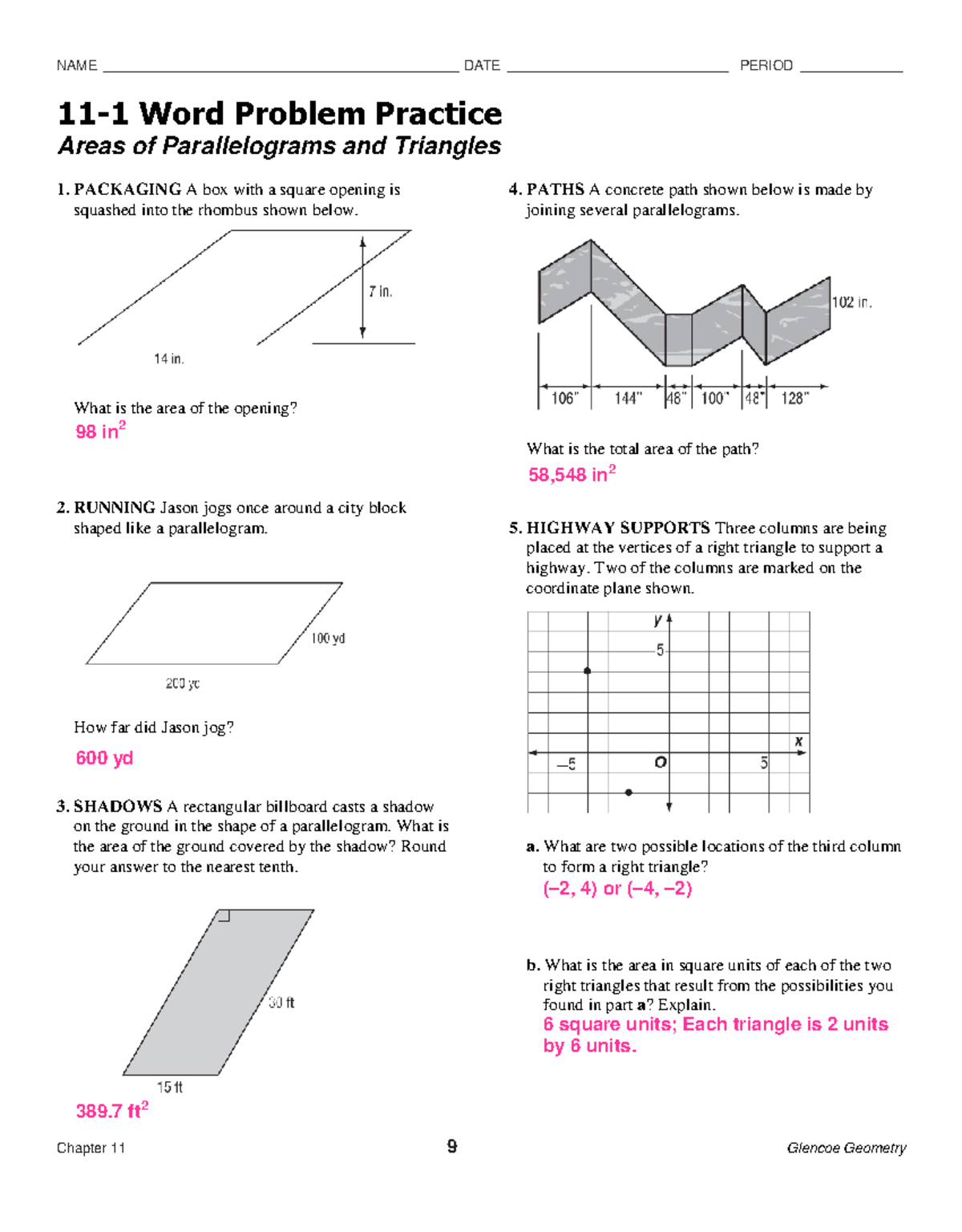 Geometry 101: Word Problem Practice on Areas of Parallelograms ...