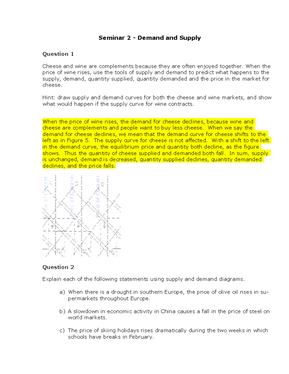 ECON 101 - Seminar 2 Demand & Supply Answers and Analysis - Studocu
