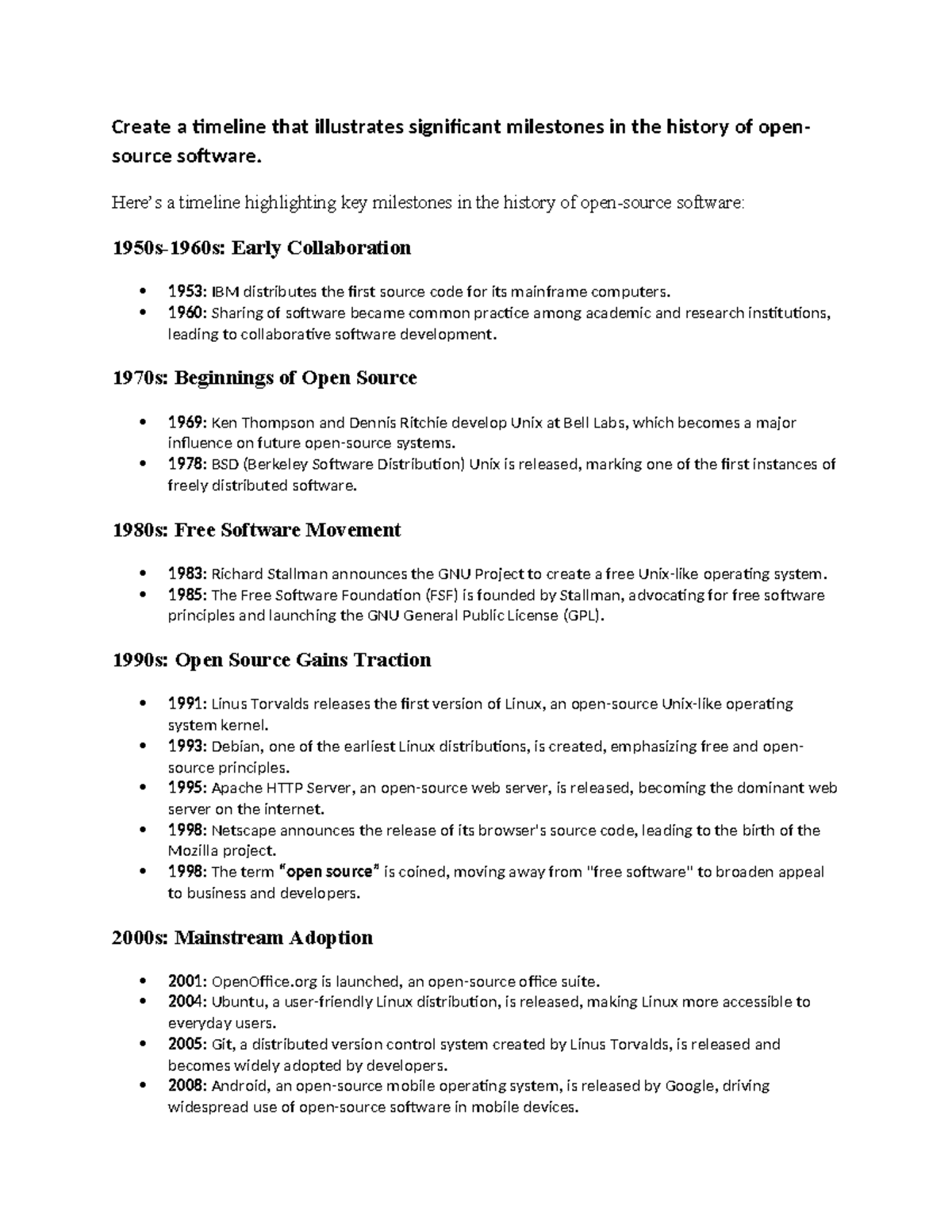 SST 123: Timeline of Significant Milestones in Open-Source Software ...