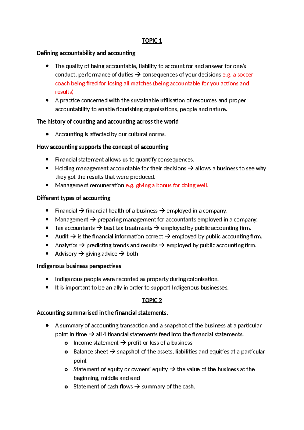 ACC 101: Accountability and Accounting Overview Notes - Studocu